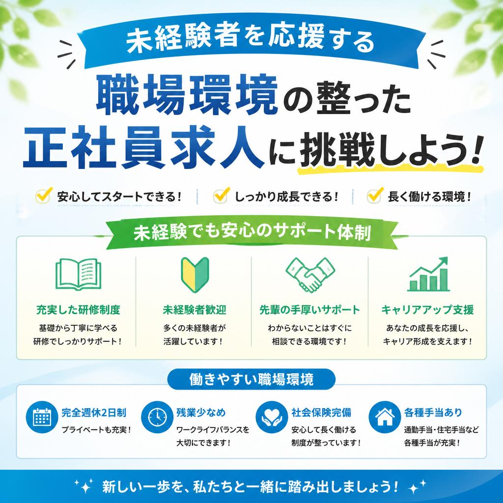 未経験者を応援する職場環境の整った正社員求人に挑戦しよう！