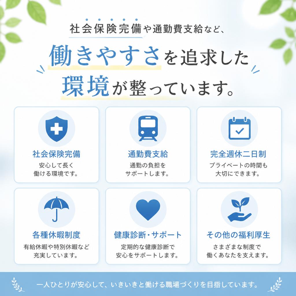 充実の福利厚生で安心！